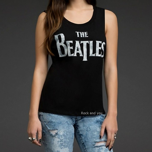 The Beatles Tops - The Beatles Logo Muscle rock Official Tank Top L made in USA NWT